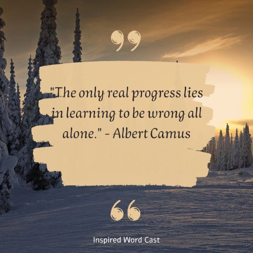 "The only real progress lies in learning to be wrong all alone." - Albert Camus